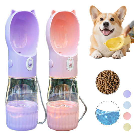 2 In 1 Portable Dog Water Bottle & Feeder For Hiking